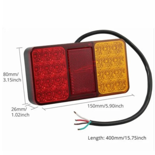 Задній ліхтар Прямокутний 12/24V (150*80*25мм) LED-24 стоп/поворот/габарит E-575/SQ-0024 (2шт/уп)