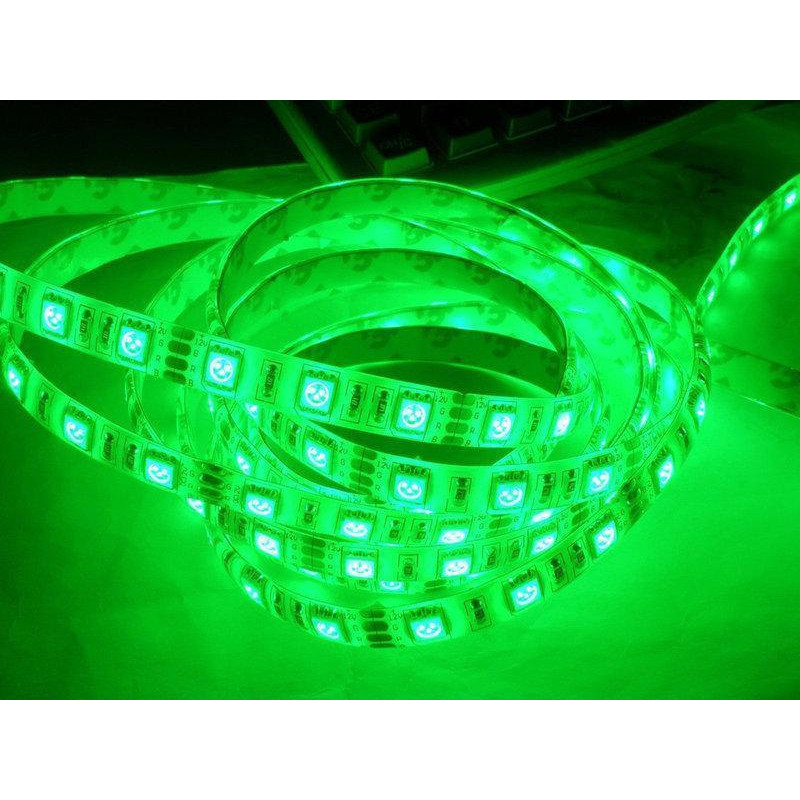 Лента Диодная 12v 25см зеленая SMD (5050) гибкая / полиуретан покрытие "Econom"