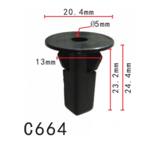 Кліпси C0664 під саморіз TOYOTA, LEXUS, HONDA, NISSAN (9018906157, 90189-06157, 14236) ( уп. 100 шт.