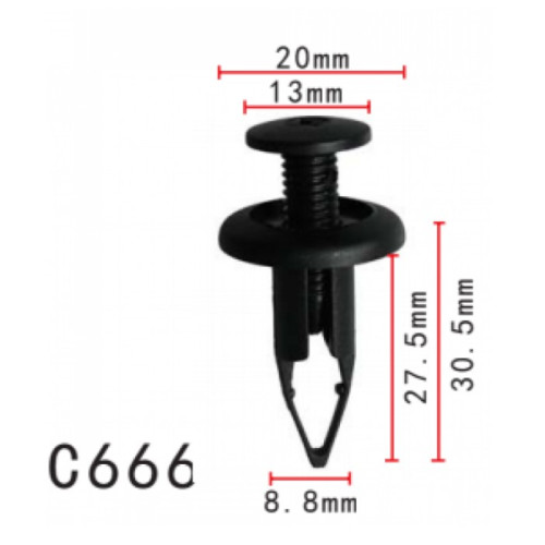 Кліпси C0666 розпірні TOYOTA (9046709127, 90467-09127, 9046709189, 90467-09189, 11155) (уп.100шт)
