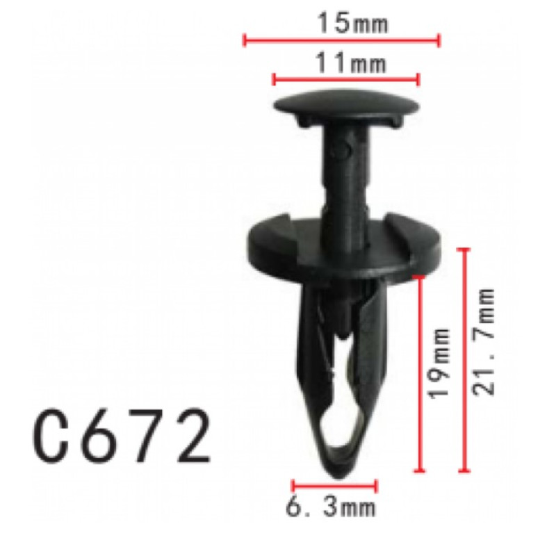 Кліпси C0672 розпірні GM, FIAT, CHRYSLER, DODGE, JEEP (21077123, 11820, K06509130AA) (уп.100шт)