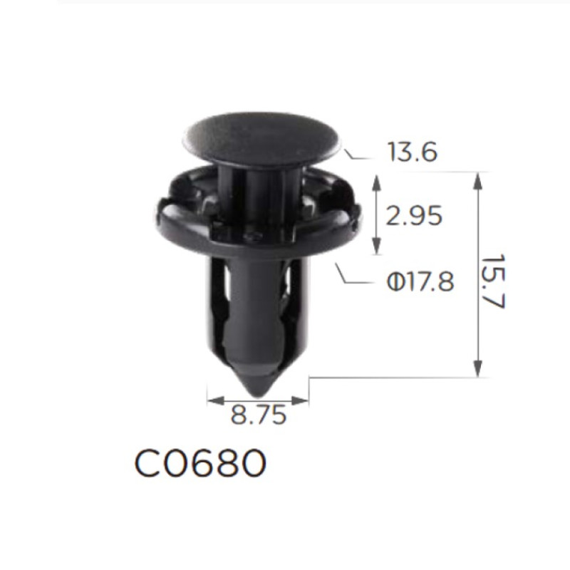 Кліпси C0680 розпірні MITSUBISHI, HONDA (MR200300, 11404) (уп.100шт) Кліпси C0680 розпірні MITSUBISHI, HONDA (MR200300, 11404) (уп.100шт)