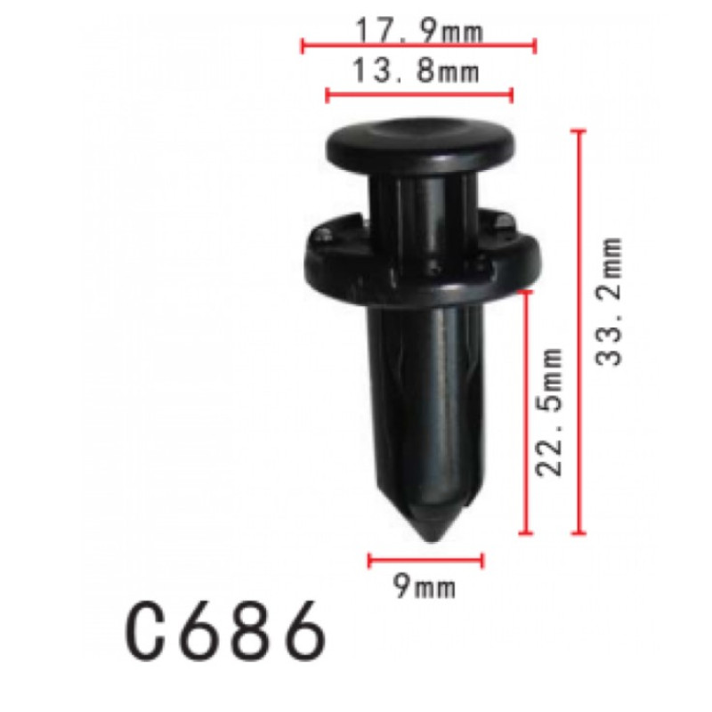 Кліпси C0686 розпірні NISSAN (638489E001, 63848-9E001, 11403) (уп.100шт) Кліпси C0686 розпірні NISSAN (638489E001, 63848-9E001, 11403) (уп.100шт)
