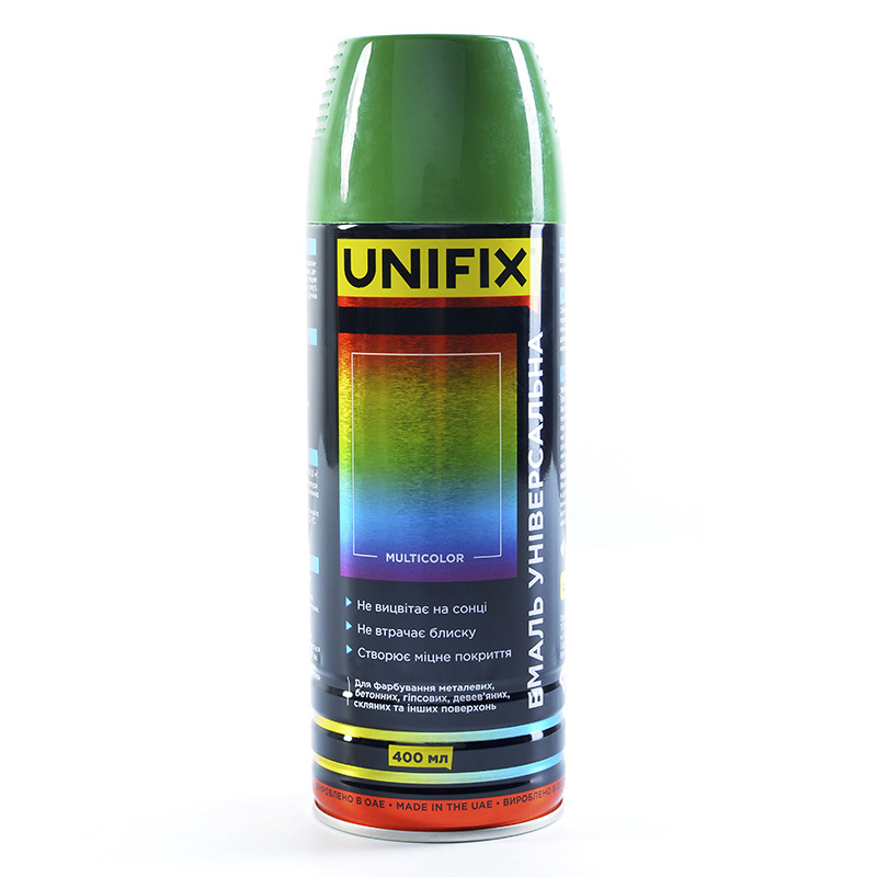 Фарба зелена - лист 400ml "Unifix" RAL6002 (951025) (12шт/уп) Фарба зелена - лист 400ml "Unifix" RAL6002 (951025) (12шт/уп)