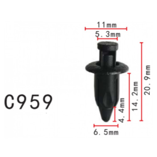 Кліпси C0959 розпірні TOYOTA, LEXUS (9046707108C0, 90467-07108-C0, 11531) (уп.100шт)