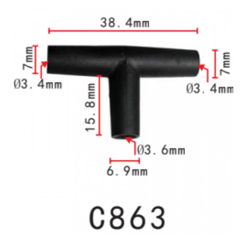 З’єднувач C0863 для трубок трійник d7/7/6.9мм (22231) ( уп. 100 шт.)