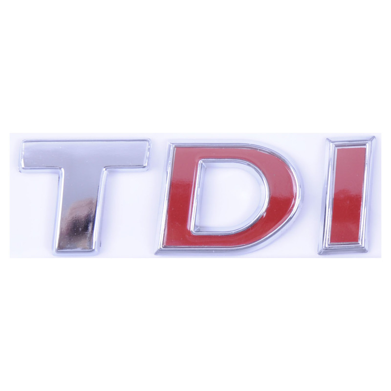 Емблема - напис "TDI" на багажник_ (DI червона) Transporter 12< 75х25мм (7E853675A GQF)
