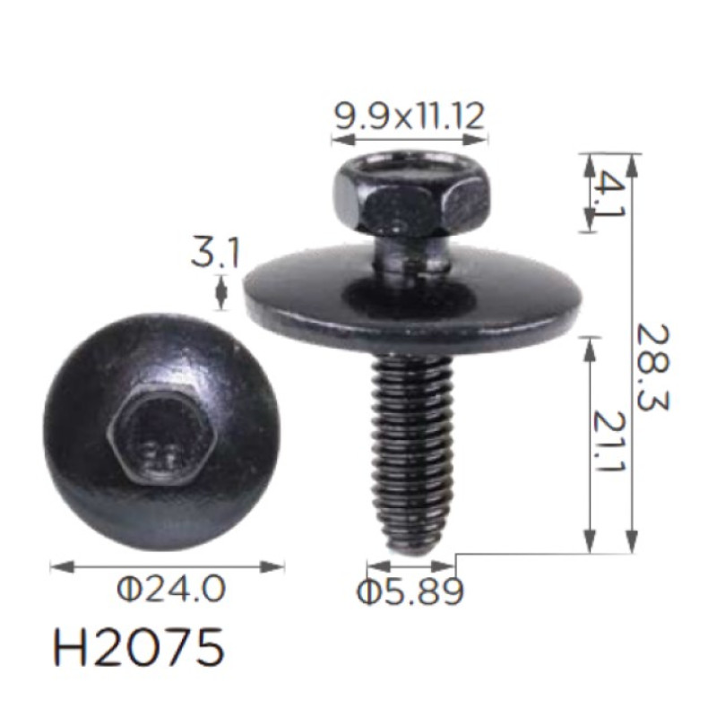 Гвинт H2075 з шайбою MERCEDES, RENAULT (7703602059, A0089906901, 19838) ( уп. 100 шт.)