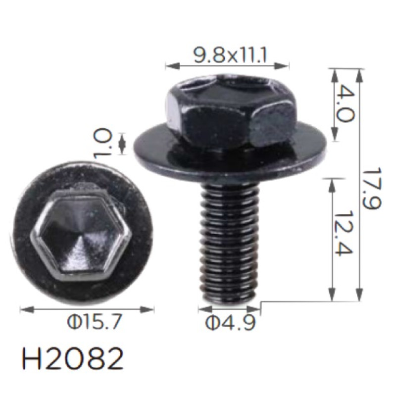 Гвинт H2082 з шайбою TOYOTA, LEXUS (9011905021, 90119-05021, 19801) ( уп. 100 шт.)
