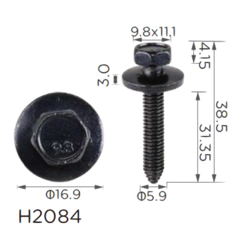 Гвинт H2084 з шайбою GM (11505044) ( уп. 100 шт.)
