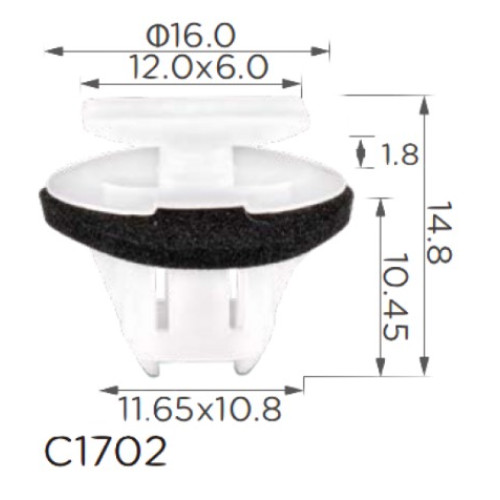 Кліпси C1702 молдингу NISSAN, INFINITI, RENAULT (76882JG10A, 76882-JG10A, 15765) ( уп. 100 шт.) Кліпси C1702 молдингу NISSAN, INFINITI, RENAULT (76882JG10A, 76882-JG10A, 15765) ( уп. 100 шт.)