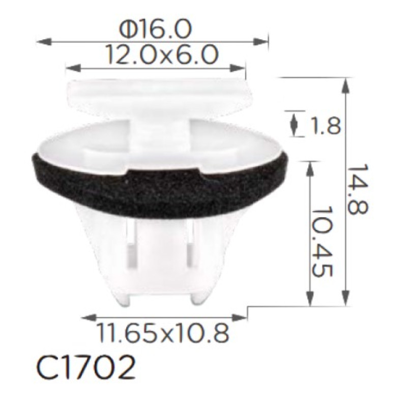 Кліпси C1702 молдингу NISSAN, INFINITI, RENAULT (76882JG10A, 76882-JG10A, 15765) ( уп. 100 шт.) Кліпси C1702 молдингу NISSAN, INFINITI, RENAULT (76882JG10A, 76882-JG10A, 15765) ( уп. 100 шт.)