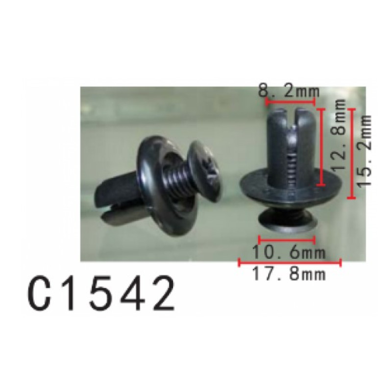 Кліпси C1542 розпірні KIA, HYUNDAI, FORD, MAZDA, GM 1-833, 11036) (уп.100шт)