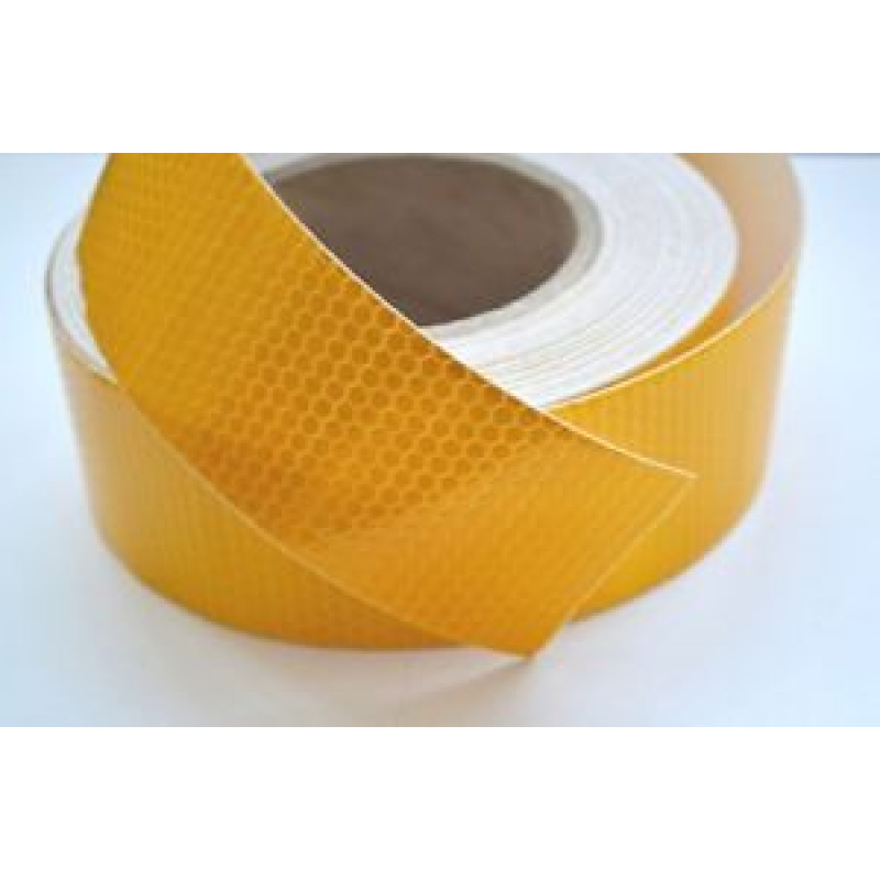 Лента свето-отражающая - желтая - 5х50м - (соты) - (E1-104 R-00821) Турция  (1бхт/50м)