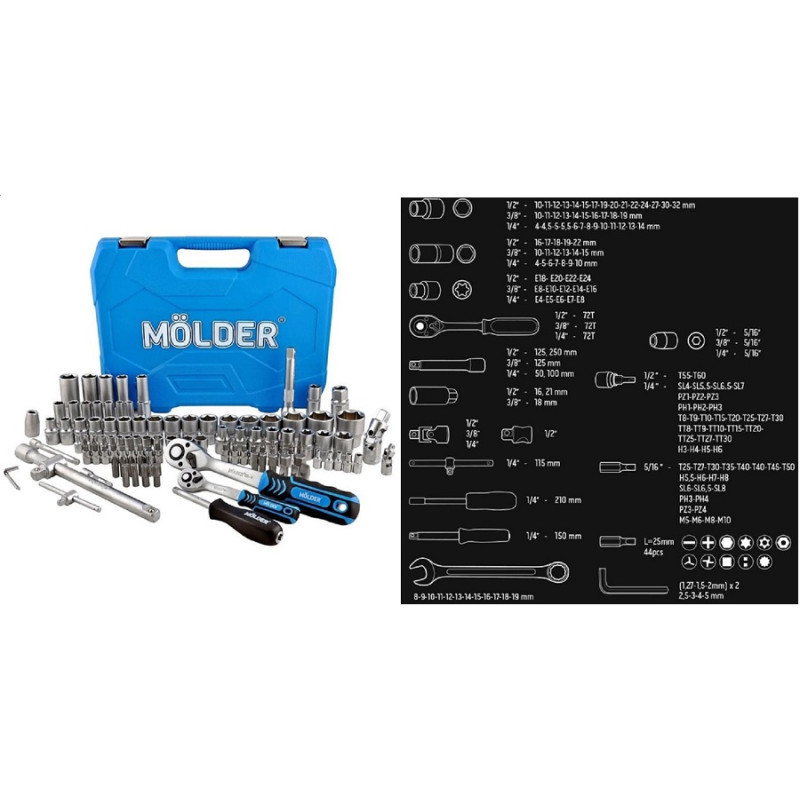 Набір інструментів 219од. 1/2-1/4-3/8" "Molder" (MT60219) Набір інструментів 219од. 1/2-1/4-3/8" "Molder" (MT60219)
