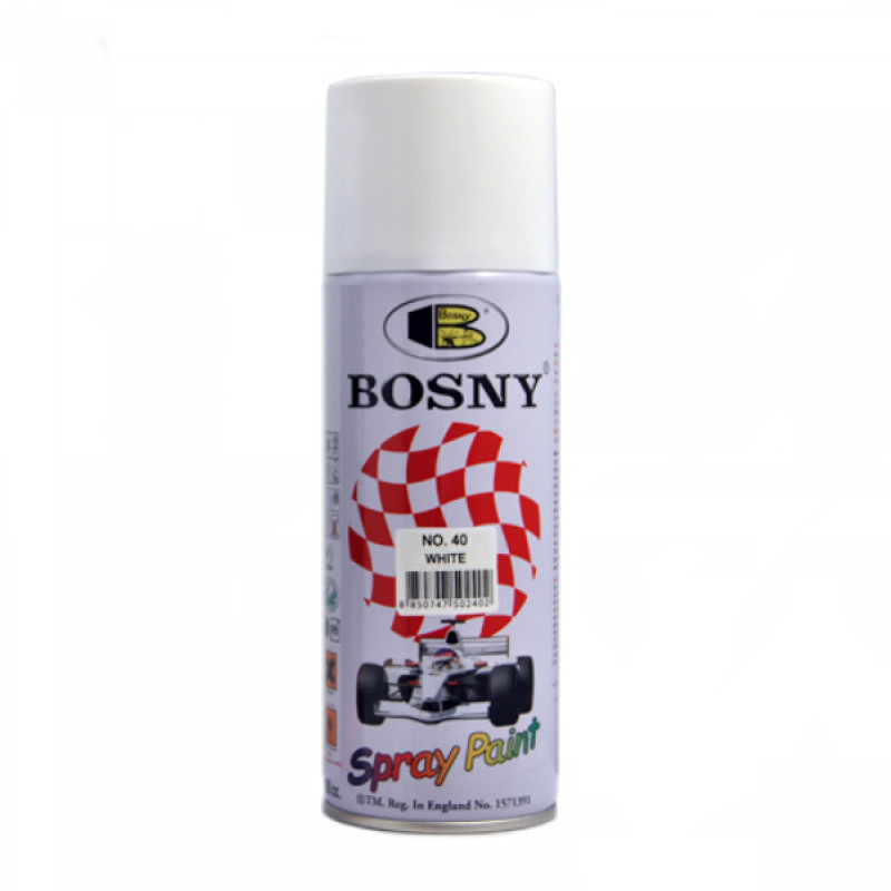 Фарба білий глянець 400ml "Bosny" №40 (12шт/уп)