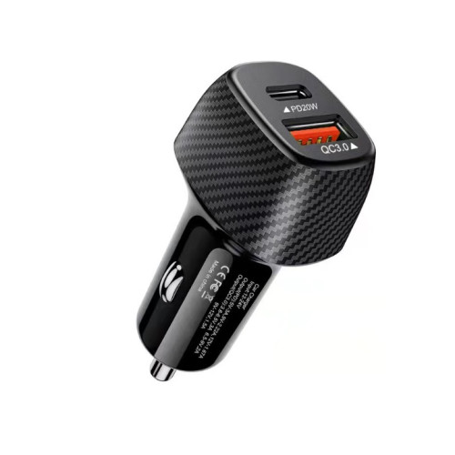 АЗП 12/24V 1USB-1Type-C YY-C05 PD 12W+QC3.0 38W (Карбон)