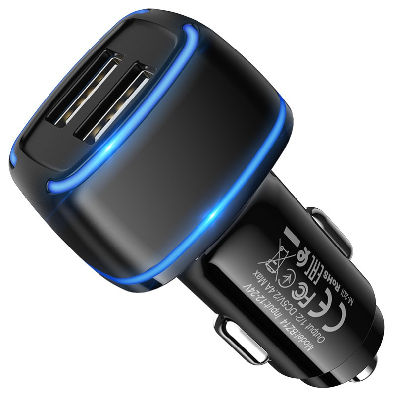 АЗП 12/24V 2USB YY-XL 2500MA Quick Cgarge 3.0 (Led підсвідка) Чорна
