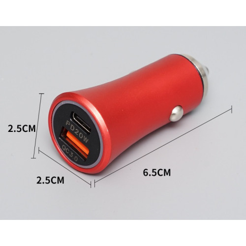 АЗП 12/24V 1USB-1Type-C YY-C11 PD 20W+QC3.0 38W метал (Led підсвітка) Чорна
