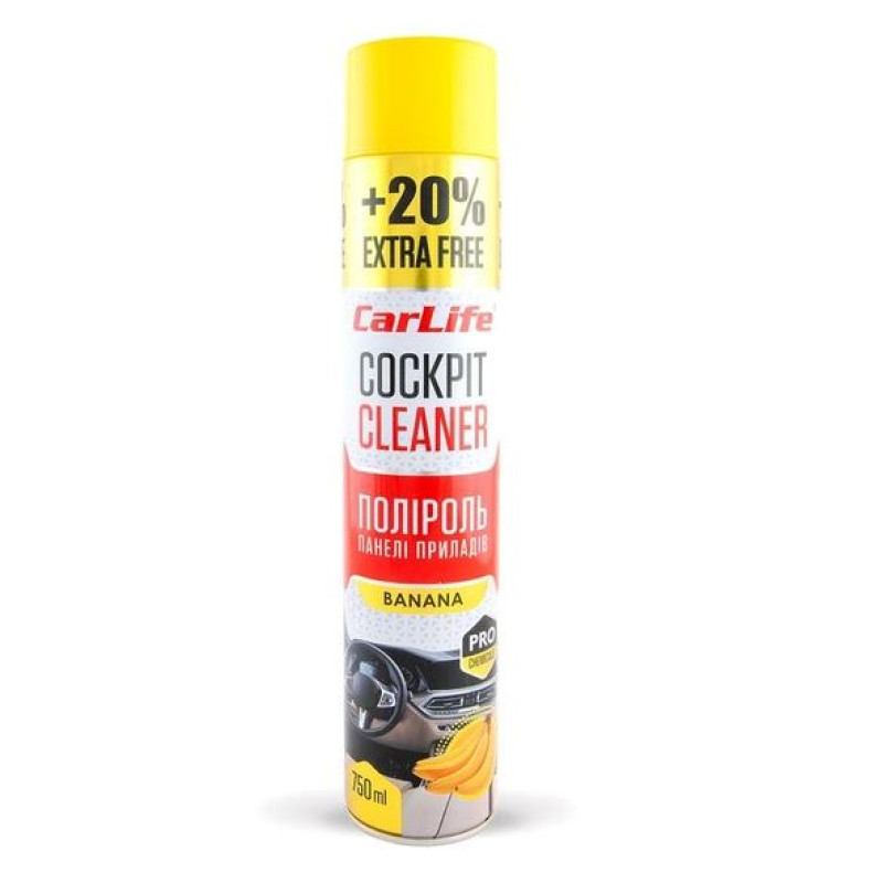 Поліроль торпеди спрей 750ml "Carlife" Cockpit Банан CF753 (24шт/уп) Поліроль торпеди спрей 750ml "Carlife" Cockpit Банан CF753 (24шт/уп)