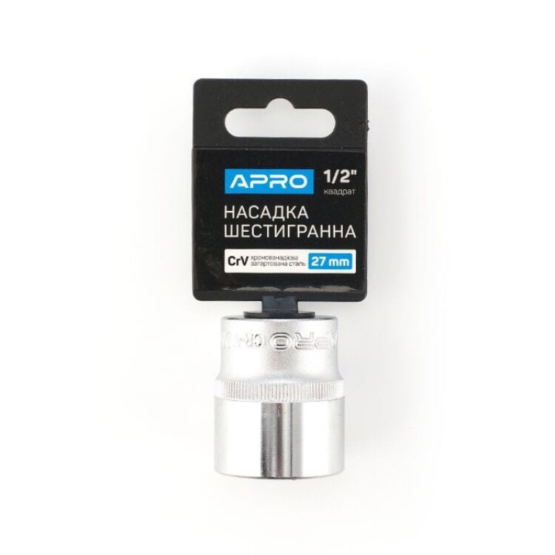 Головка 1/2" 27мм (6гран) "Apro" (252727) (24шт/уп) Головка 1/2" 27мм (6гран) "Apro" (252727) (24шт/уп)