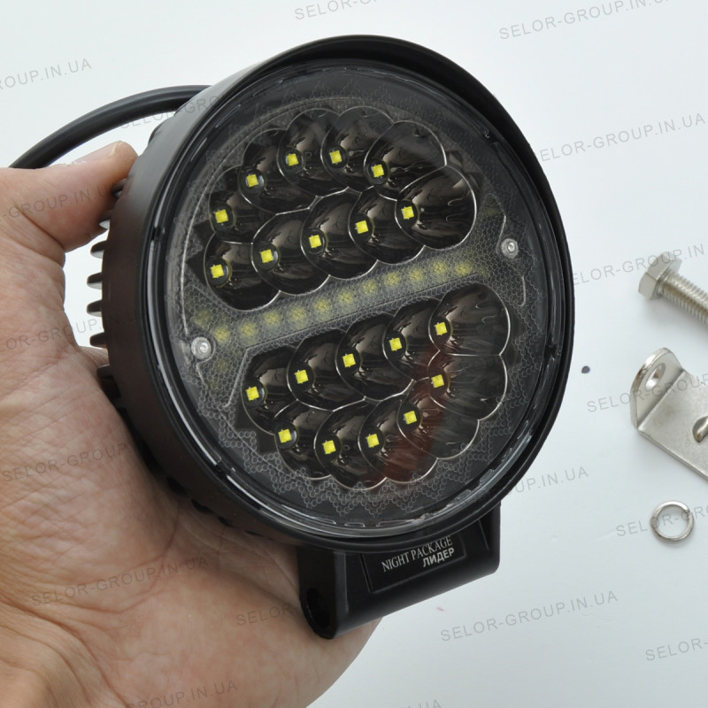 Фара-LED Круг 60W 110 * 45mm (3W * 20) 10-30V Дальнє / SPOT Cree + ДХО + Ожитель Чорний (1-60W) (1ш
