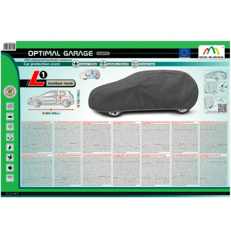 Тент Хетчбек 430х148x136 см (L1) Optimal Garage Hatchback/Kombi "KEGEL"Graphite 5-4315-248-4010