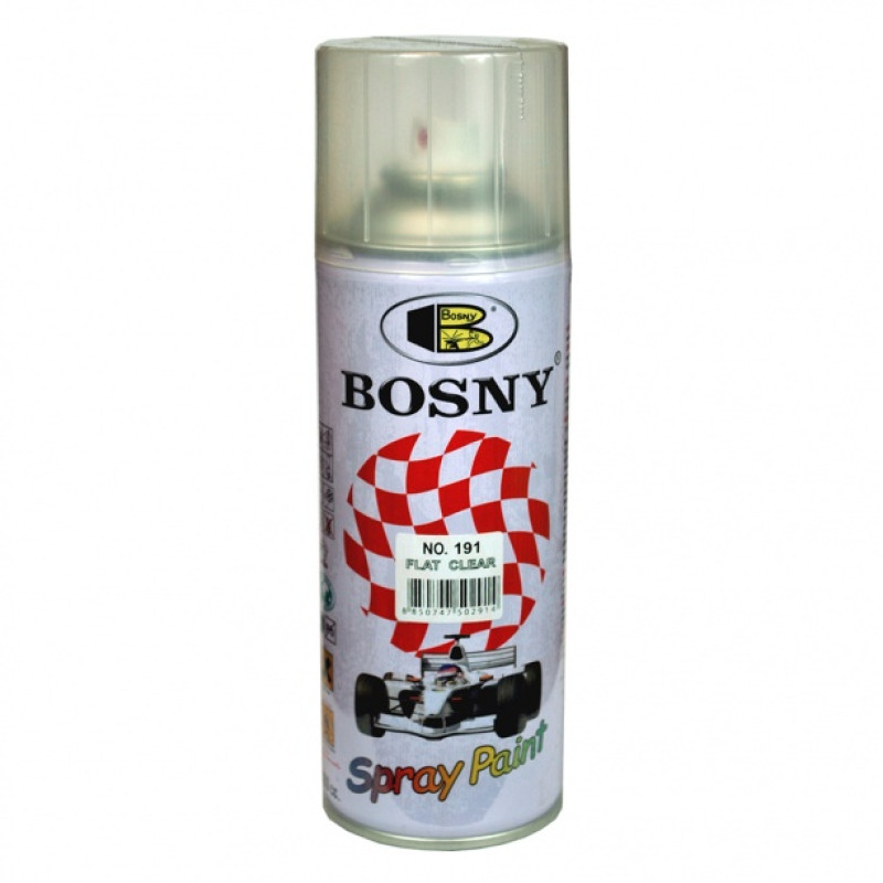 Фарба лак 400ml "Bosny" безбарвний мат №191 (12шт/уп) Фарба лак 400ml "Bosny" безбарвний мат №191 (12шт/уп)