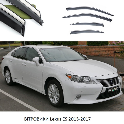 Дефлектори вікон Lexus ES 2013-2017 скотч "FLY" (нержавійка 3D) BLXES1323-W/S (19,229)
