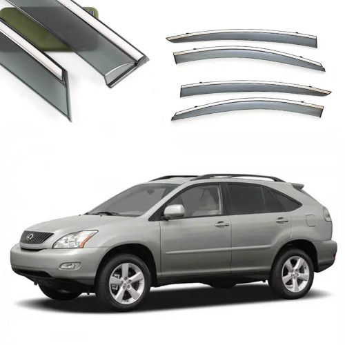 Дефлектори вікон Lexus RX 330 2003-2009- скотч "FLY" (нержавійка 3D)BLXRX0323-W/S
