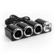 Прикурювач-трійник з подовжувачем Olesson 1503 Чорна 12/24V 120W/2USB+вимикач