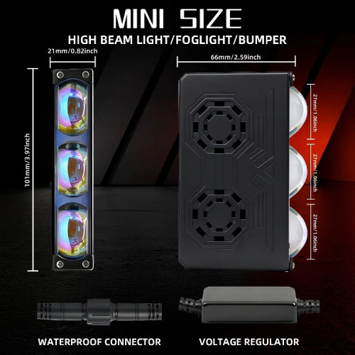 Фара-LED Прямокутник 55W 70*22*55mm 12-80V External SportLight A3 на три лінзи W/Y