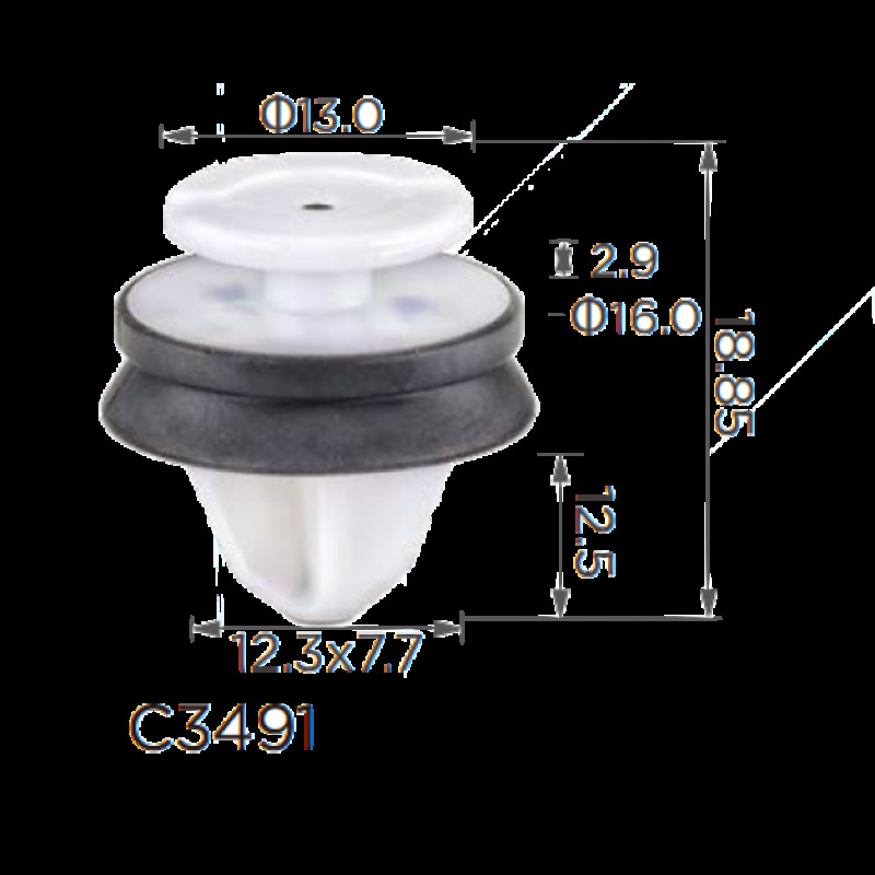 Кліпси C3491 обшивки дверей Ford W713489S300 ( уп. 100 шт)