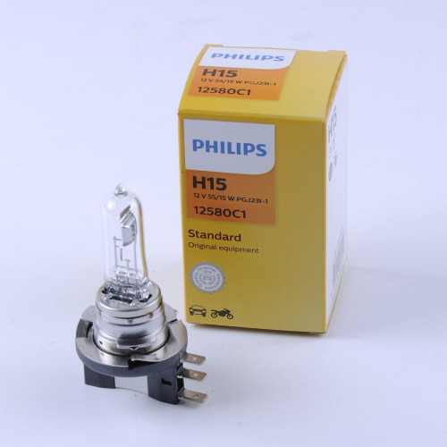 Лампа 12V_H15 55W "Philips" (1шт) (12580C1) PGJ23t-1