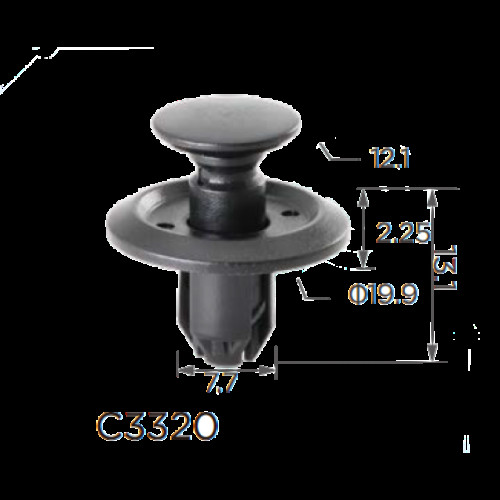 Кліпси C3320 розпірна с фіксацією Nissan 0155303753 Mitsubishi MU488006 (100шт)