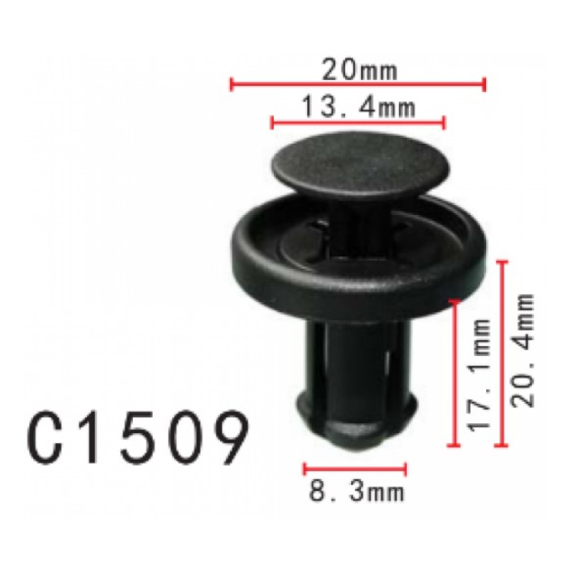 Фіксатор C1509 натискний/розпірний TOYOTA, LEXUS,HONDA (7586706030, 75867-06030, 7586733050) (уп.100