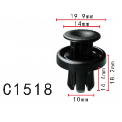 Фіксатор C1518 натискний/розпірний HONDA, ACURA (91505TM8003, 91505-TM8-003, 11412) ( уп. 100 шт.) Фіксатор C1518 натискний/розпірний HONDA, ACURA (91505TM8003, 91505-TM8-003, 11412) ( уп. 100 шт.)