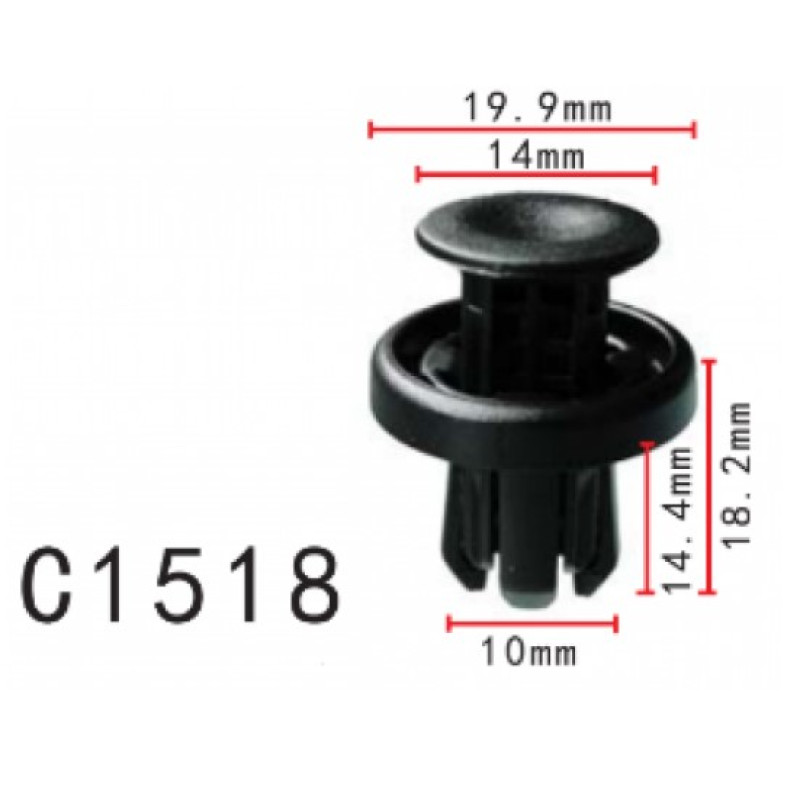 Фіксатор C1518 натискний/розпірний HONDA, ACURA (91505TM8003, 91505-TM8-003, 11412) ( уп. 100 шт.) Фіксатор C1518 натискний/розпірний HONDA, ACURA (91505TM8003, 91505-TM8-003, 11412) ( уп. 100 шт.)
