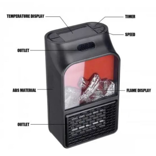Теплоелектро-вентилятор 220V 900W "Flame Heater" імітація каміна з пультом