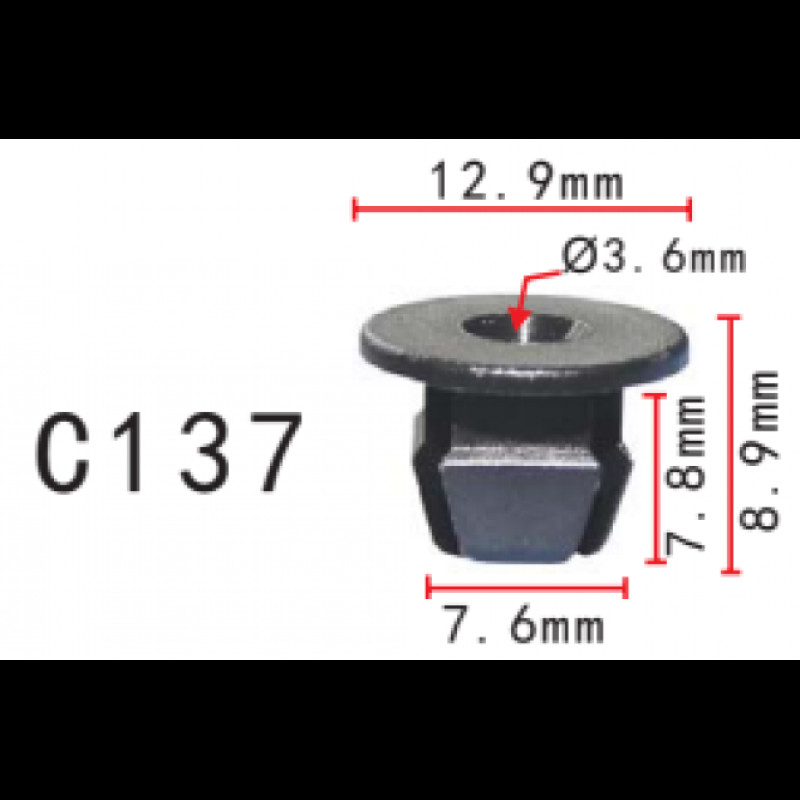 Кліпси C0137 під саморіз (OEM 179813881, 179-813-881, 3997391, 14155)  ( уп. 100 шт.)