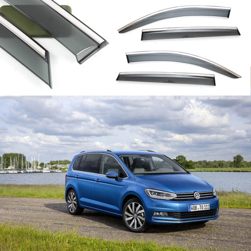 Дефлектори вікон Volkswagen Touran II 2003-2015 (Молдин з нержавіючої сталі)