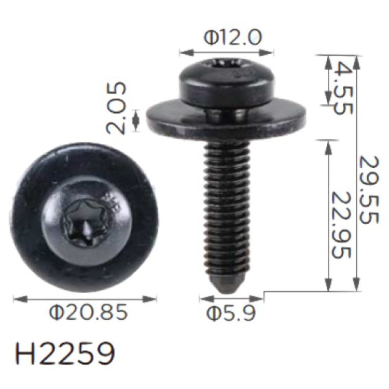 Гвинт H2259 з шайбою VW, AUDI, SKODA, SEAT (N90993603, 19301) ( уп. 100 шт.) Гвинт H2259 з шайбою VW, AUDI, SKODA, SEAT (N90993603, 19301) ( уп. 100 шт.)
