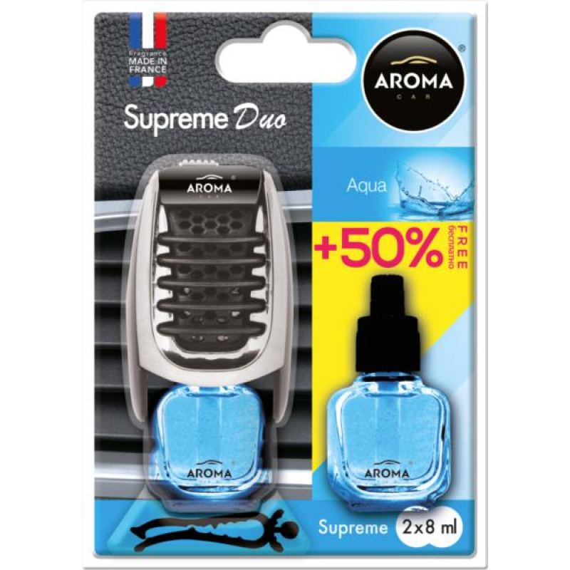 Освіжувач рідкий на обдув 2*7ml - "Aroma" - Supreme Duo Slim - Aqua (Аква) Освіжувач рідкий на обдув 2*7ml - "Aroma" - Supreme Duo Slim - Aqua (Аква)