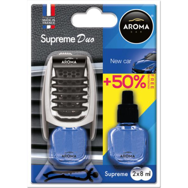 Освіжувач рідкий на обдув 2*7ml - "Aroma" - Supreme Duo Slim - New Car (Нова Машина) Освіжувач рідкий на обдув 2*7ml - "Aroma" - Supreme Duo Slim - New Car (Нова Машина)