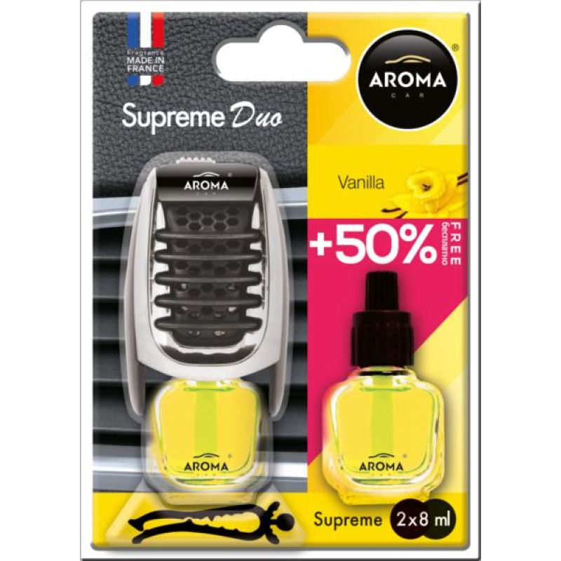 Освіжувач рідкий на обдув 2*7ml - "Aroma" - Supreme Duo Slim - Vanilla (Ваніль) Освіжувач рідкий на обдув 2*7ml - "Aroma" - Supreme Duo Slim - Vanilla (Ваніль)
