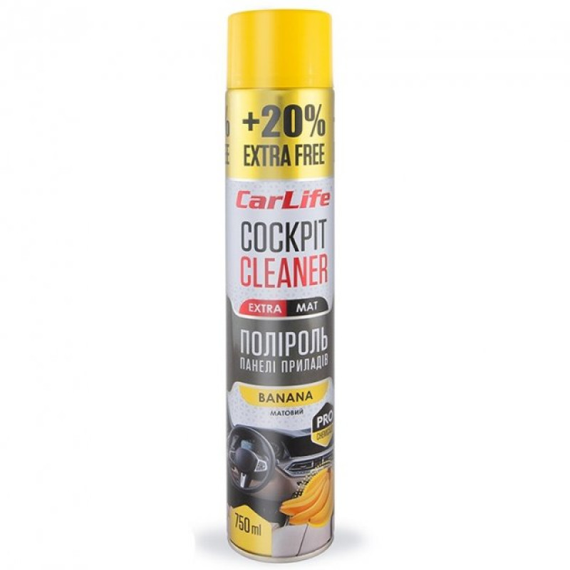 Поліроль торпеди спрей 750ml "Carlife" EXTRA MAT Банан CF772 (24шт/ящ)