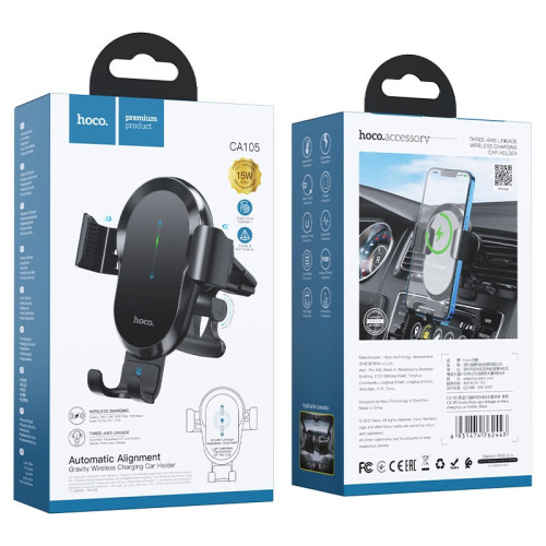Автотримач із бездротовою зарядкою HOCO CA105 15W