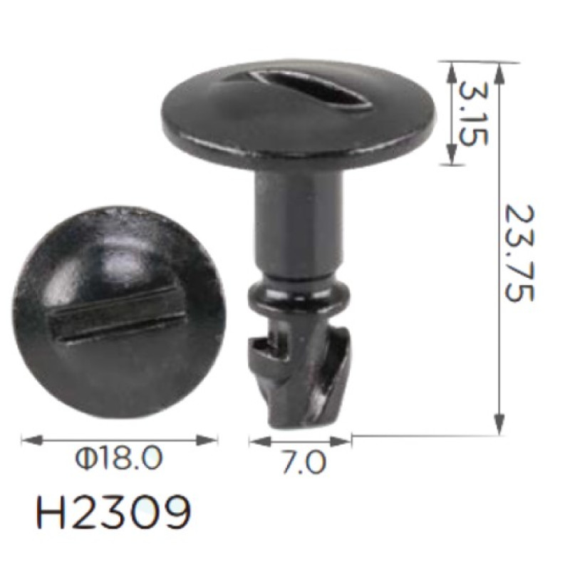 Гвинт H2309 із швидкою фіксацією VW, AUDI, SEAT, SKODA, BMW (8D0805121B, 19986)( уп. 100 шт.)