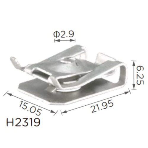 Скоба H2319 під гвинт L-21,95x15,05 D=2 BMW,Toyota (07147330002, 9018906177)( уп. 100 шт.)