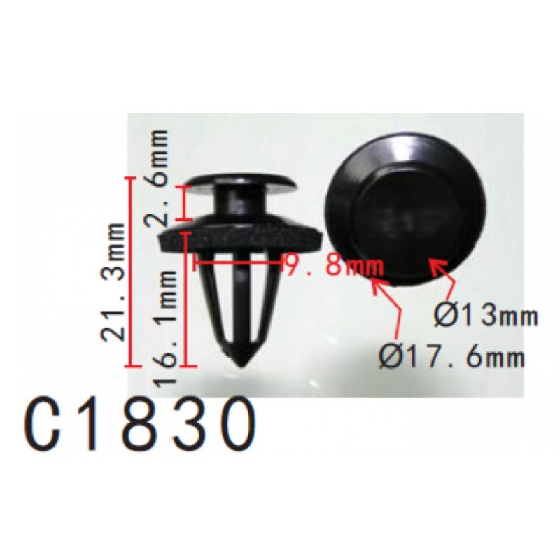 Кліпси C1830  молдингу FIAT,CITROEN,AUDI,PEUGEOT,SEAT,VW(46835626, 71738386, 9345A1,15407) ( уп.100